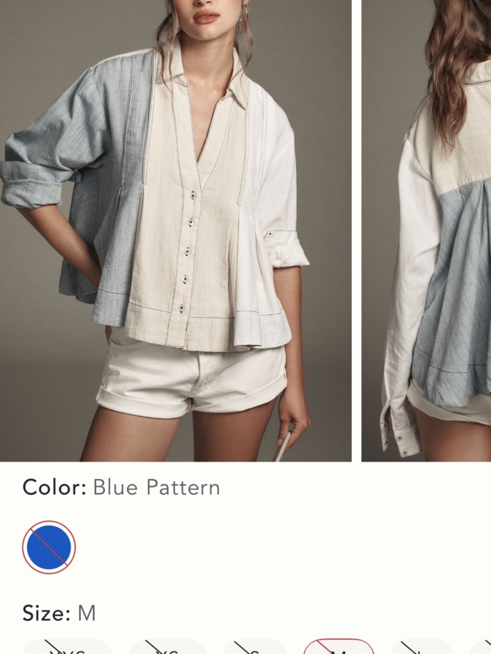 Maeve Light Blue and White Striped Button-Front Blouse